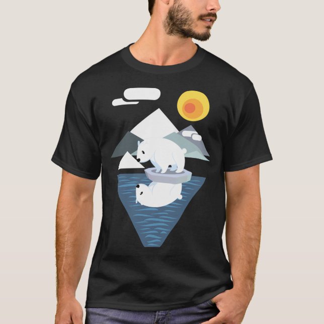 T-shirt Manche de Baseball Dilemme de l'Ours Polaire (Devant)