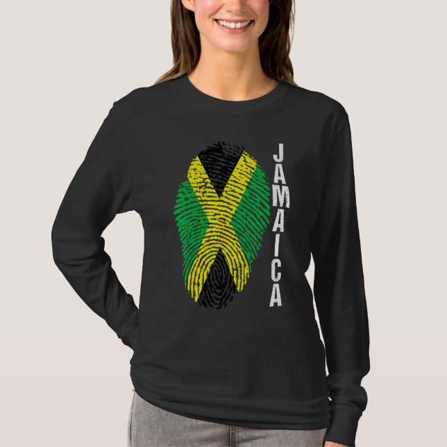 T-shirt Manche Graphique Empreinte Digitale Drapeau Pays J (Devant)