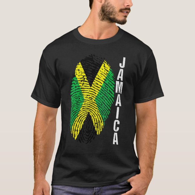 T-shirt Manche graphique empreinte digitale drapeau pays J (Devant)