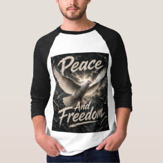 T-shirt Manche longue blanche noire dessin de pigeon