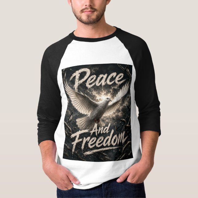 T-shirt Manche longue blanche noire dessin de pigeon (Devant)