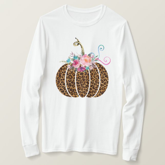 T-shirt Manche longue citrouille Leopard (Design devant)