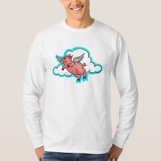 T-shirt Manches longues pour les cochons volants (Devant)