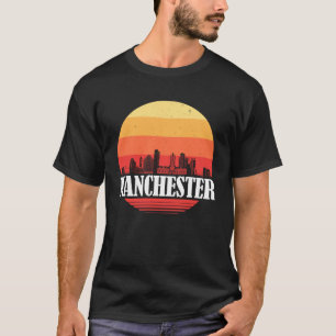 T-shirt Manchester Skyline Sunset en style rétro Vintage