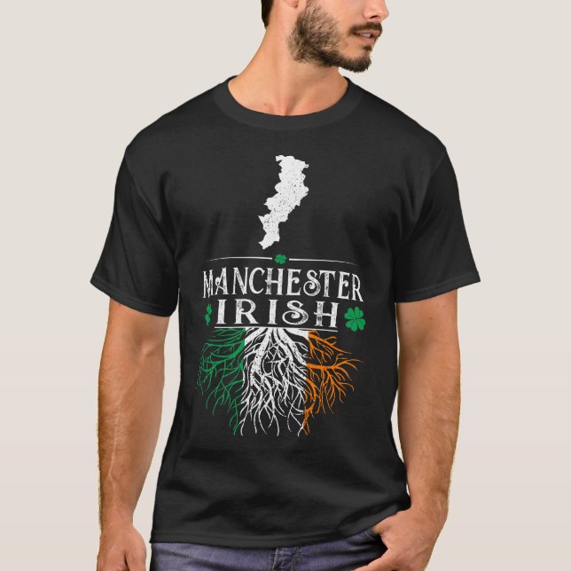 T-shirt Manchester UK City Irish Roots St Patrick Day (Devant)