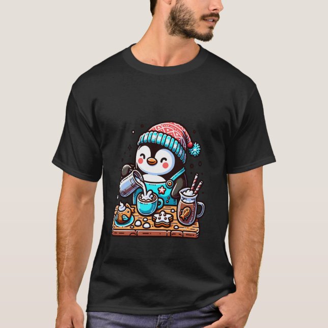 T-shirt Mancho heureux prépare du chocolat chaud (Devant)