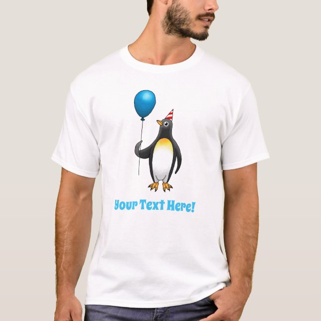 T-shirt Manchot avec un ballon bleu (Devant)