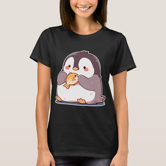 T-shirt Manchot avec un poisson (Devant)