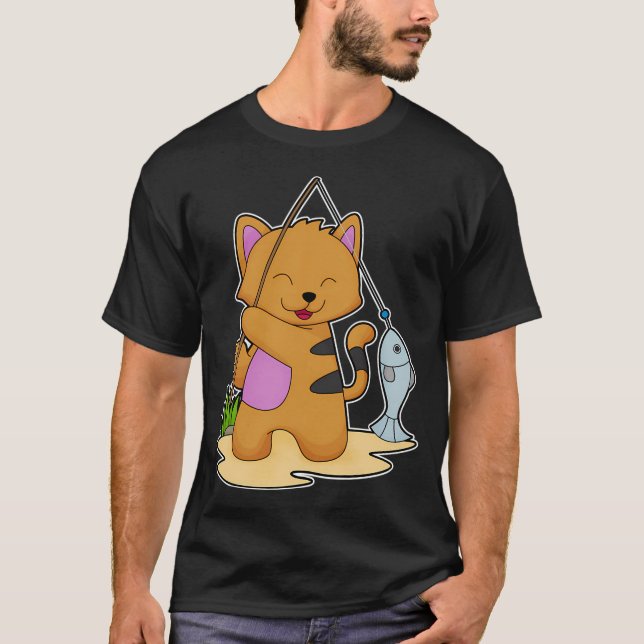 T-shirt Manchot en pêcheur avec poisson (Devant)