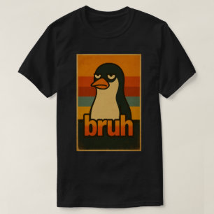 T-shirt Manchot grincheux “bruh” Mème – Drôle Rétro Vintag