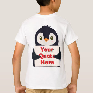 T-shirt Manchot heureux tenant un panneau à personnaliser