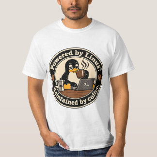 T-shirt Manchot Linux Tux et café