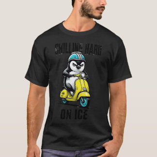 T-shirt Manchot Mystique Enfourchant un Scooter Jaune Clai
