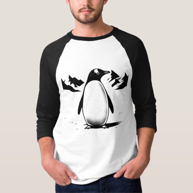T-shirt Manchot Noir et Blanc (Devant)