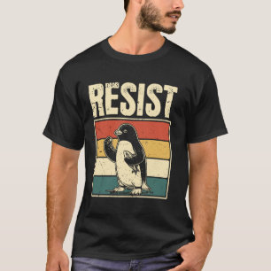T-shirt Manchot Rétro Résister Activisme Des Manchots Drôl