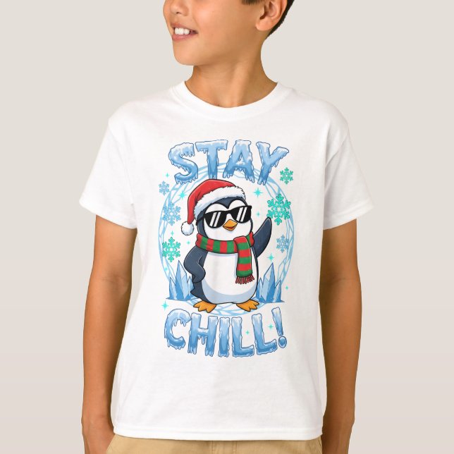 T-shirt Manchot Stay Chill Noël (Devant)