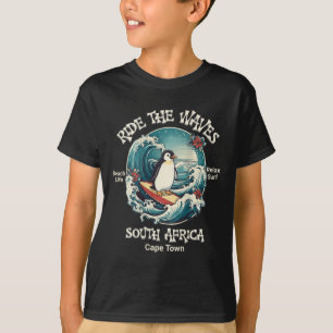 T-shirt Manchot surfant sur les vagues Afrique du Sud Cape