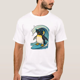 T-shirt Manchot surfeur cool avec lunettes de soleil