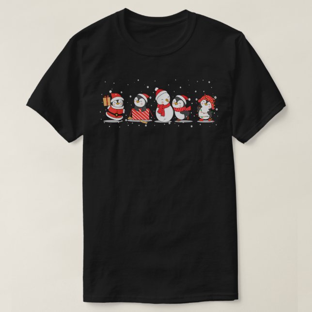 T-shirt Manchots de Noël  Joyeux Noël  Bonne Année (Design devant)