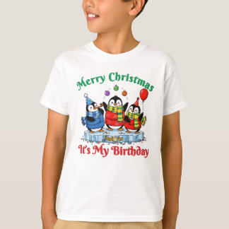 T-shirt Manchots drôles, Joyeux Noël Anniversaire