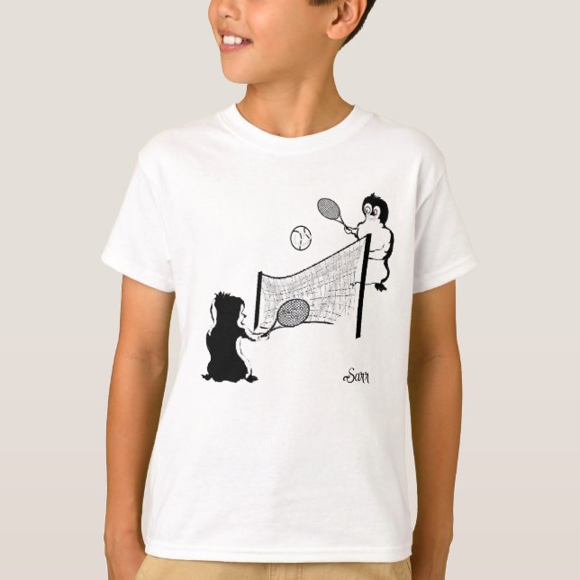 T-Shirt : Manchots en train de jouer . (Devant)
