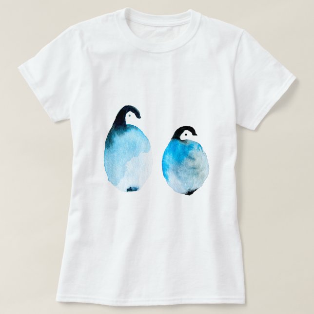 T-shirt Manchots mignons aquarelle (Design devant)