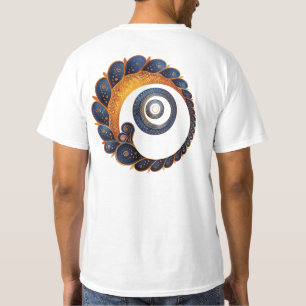 T-shirt Mandala à spirale bleue et or - Tee à deux côtés