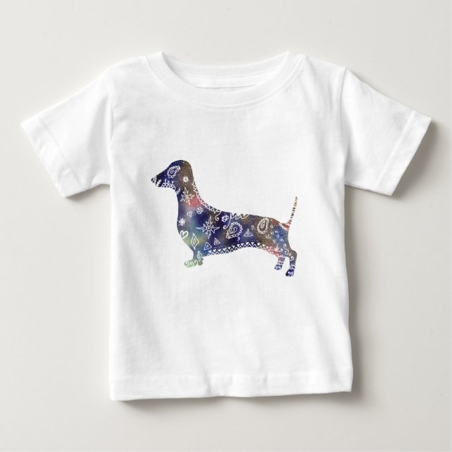 T-shirt Mandala Dachshund Fine Jersey, blanc (Devant)