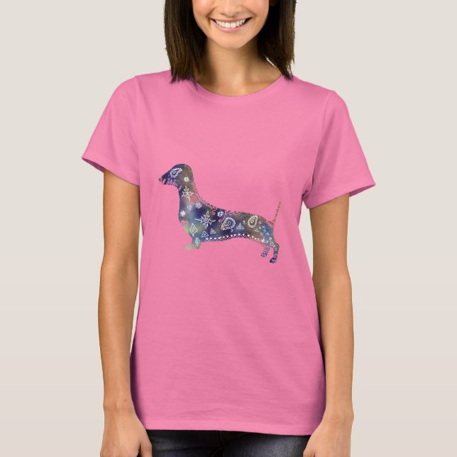 T-shirt Mandala Dachshund Raglan (Devant)