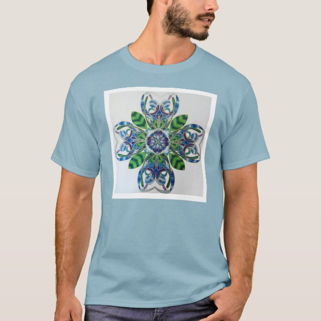 T-shirt Mandala "de crête de Passionflower" par Aaron (Devant)