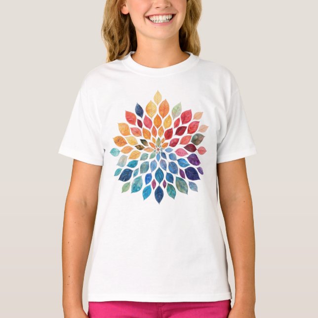 T-shirt Mandala de feuille de nature zen (Devant)