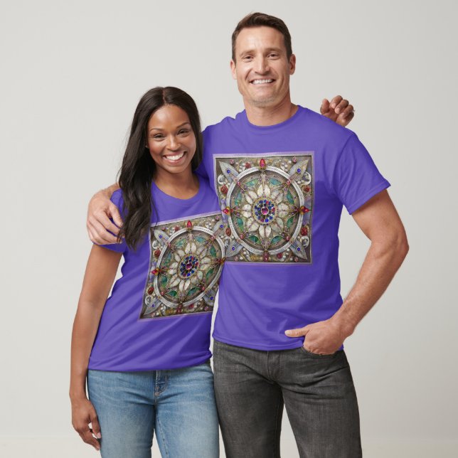 T-shirt Mandala de rubis, d'améthyste, de saphir et de per (Unisexe)