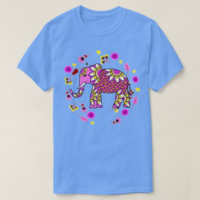T-shirt Mandala Elephant Flowers1 (Design devant)