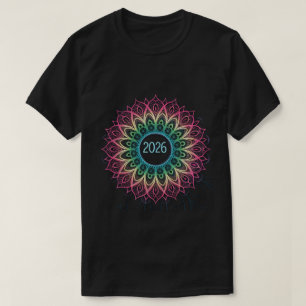 T-shirt Mandala fractal psychédélique 2026 avec néon