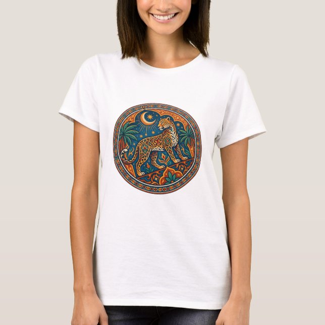 T-shirt Mandala Léopard Arabesque Art du Désert Exotique (Devant)