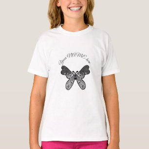 T-shirt Mandala papillon boho complexe noir et blanc A