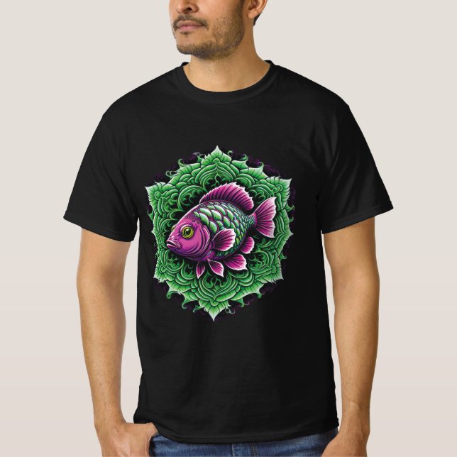 T-shirt Mandala Purple Fish 1 (Devant)