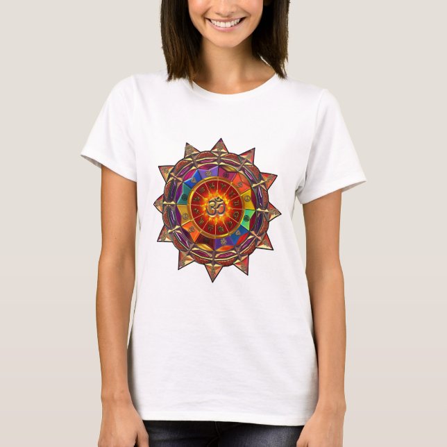 T-shirt Mandala symbolique de Sun d'or (Devant)