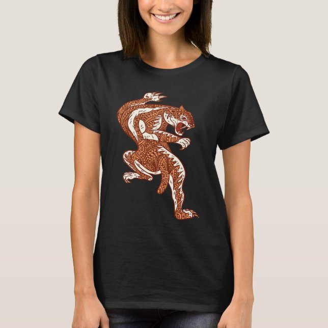 T-shirt Mandala Tiger Big Cat Saber Tiger Dos (Devant)