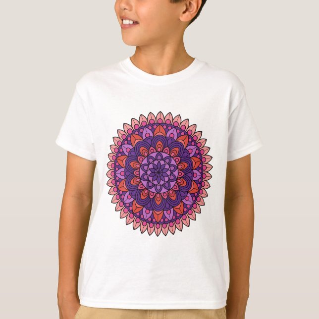 T-shirt Mandala violet et rose (Devant)