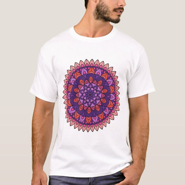 T-shirt Mandala violet et rose (Devant)