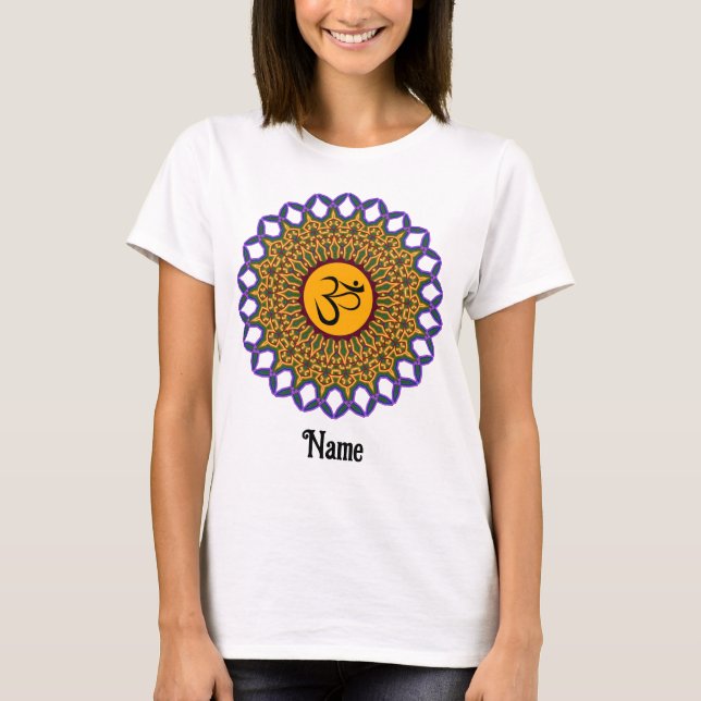 T-shirt Mandala Yoga Om Peacock spirituel Customisé (Devant)