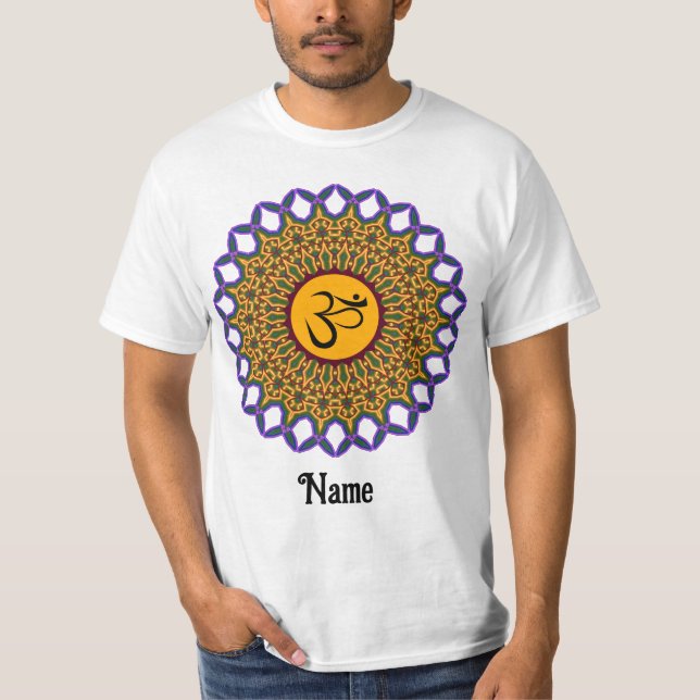 T-shirt Mandala Yoga Om Peacock spirituel Customisé (Devant)