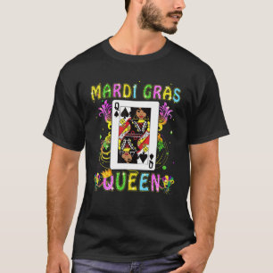 T-shirt Mandi Gras Black Queen of Poker Card Darkened