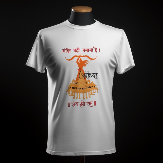 T-shirt "Mandir Wahin Banaya Hai" Jai Shree Ram (Créateur téléchargé)