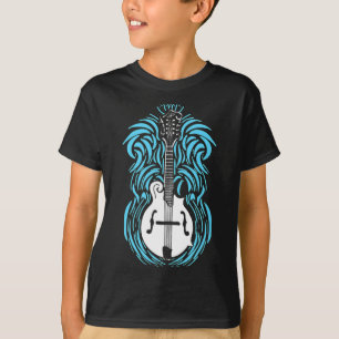 T-shirt Mandolin Blue Fire Flore Vintage Bluegrass Musique