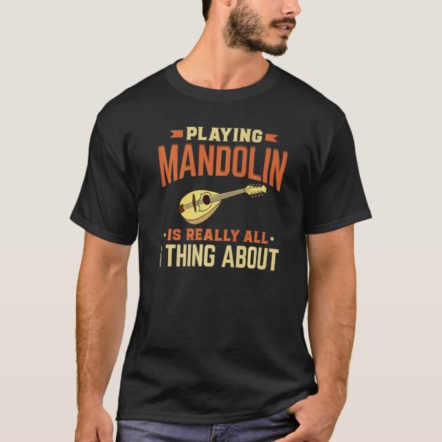 T-shirt Mandolin Instrument Music Player Débutant Leçon (Devant)