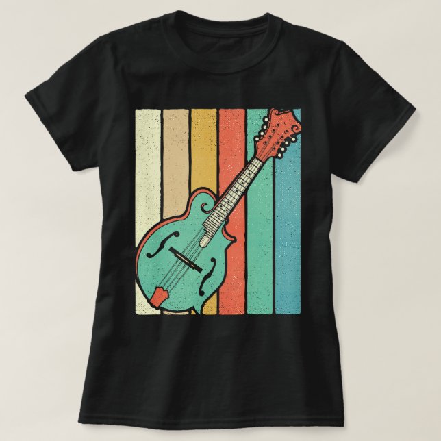T-shirt Mandolin Lover Player Funky Retro Bluegrass Mandol (Design devant)