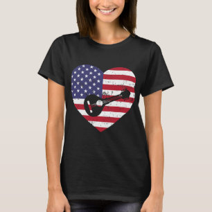 T-shirt Mandolin Lover USA American Flag Heart Mandolin Mu