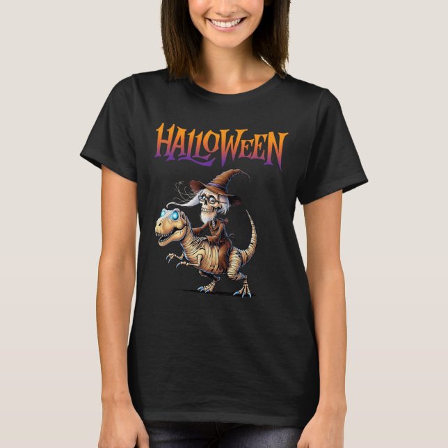 T-shirt Manège squelette T-Rex Halloween  (Devant)